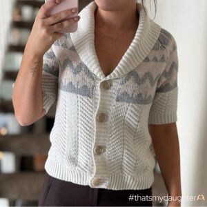 Old Navy Shawl Collar Fair Isle Cardigan Sweater | Medium